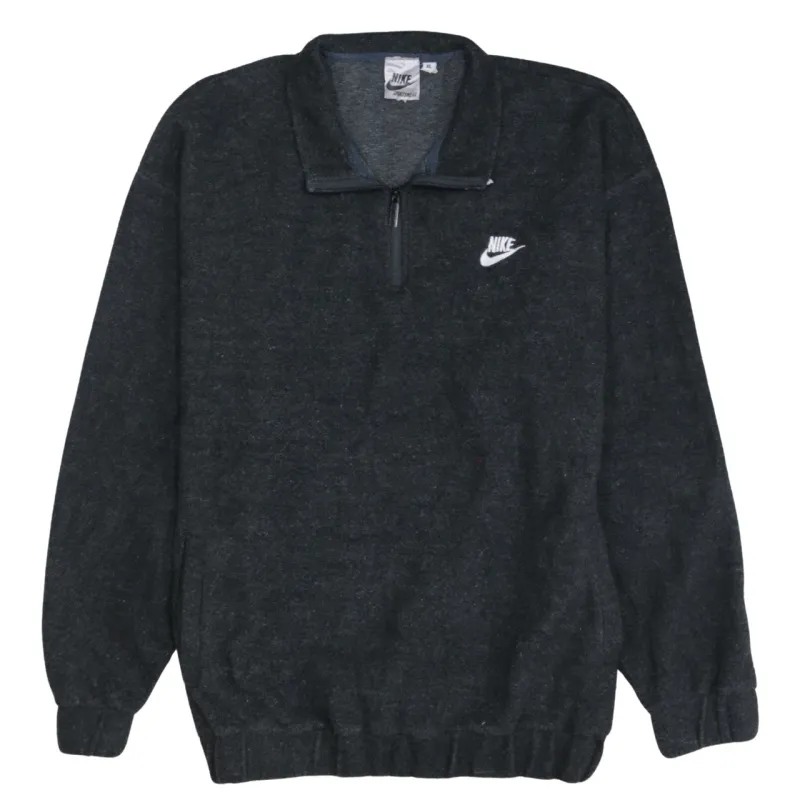 Nike Charcoal Black Sweatshirt Men’s XLarge Embroidered Swoosh Quarter Zip Fleece Pullover Top made by Nike