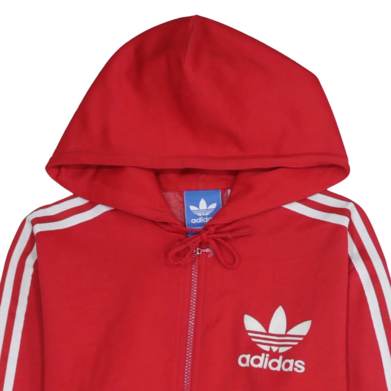 Adidas Red Full Zip Hoodie Men's Small Trefoil Logo Three Stripe Sleeves Sweatshirt sold by Vintage Club product image thumbnail 3