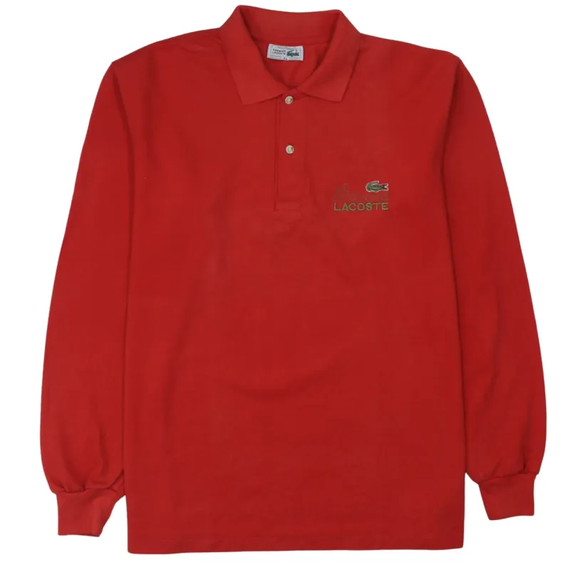Lacoste Red Long Sleeve Polo Shirt Women’s XLarge Embroidered Chest Logo Cotton Top sold by Vintage Club