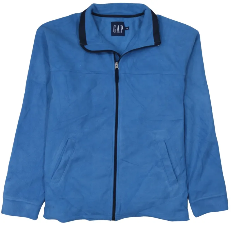 Gap Blue Fleece Jacket Women’s Large Full Zip Pockets Stand Collar Outerwear Top made by Vintage Club