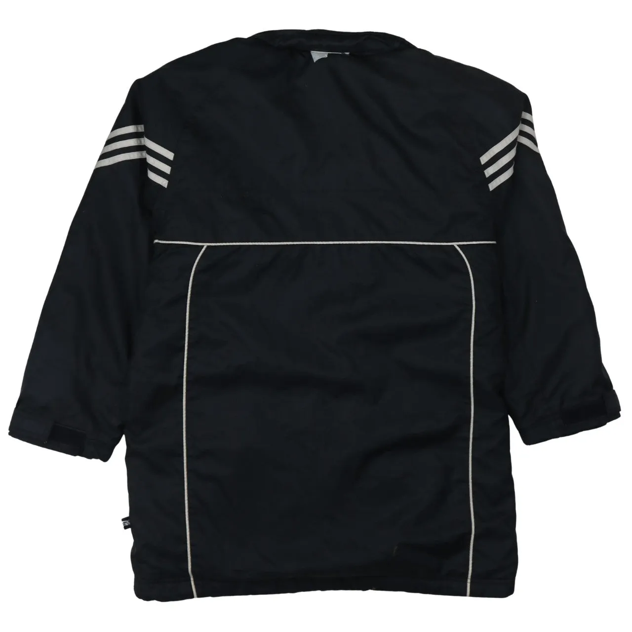 Adidas Black Windbreaker Jacket Men's Medium Embroidered Logo Three Stripe Sleeves Outerwear sold by Vintage Club product image thumbnail 2