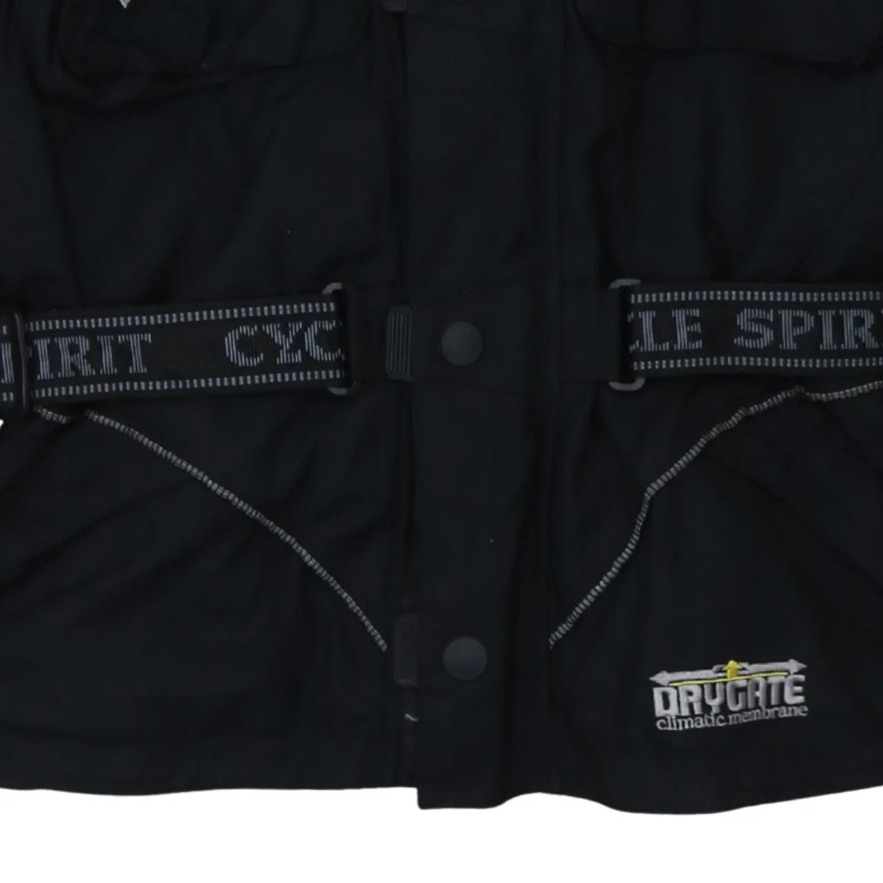 Cycle Spirit Black Motorcycle Jacket Men's Small Arm Logos Reflective Trim Belted Outerwear sold by Vintage Club product image thumbnail 4