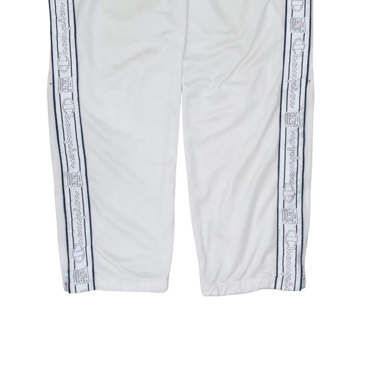 Champion White Track Trousers Men's Medium Embroidered Logo Branded Side Tape Pants sold by Vintage Club product image thumbnail 4