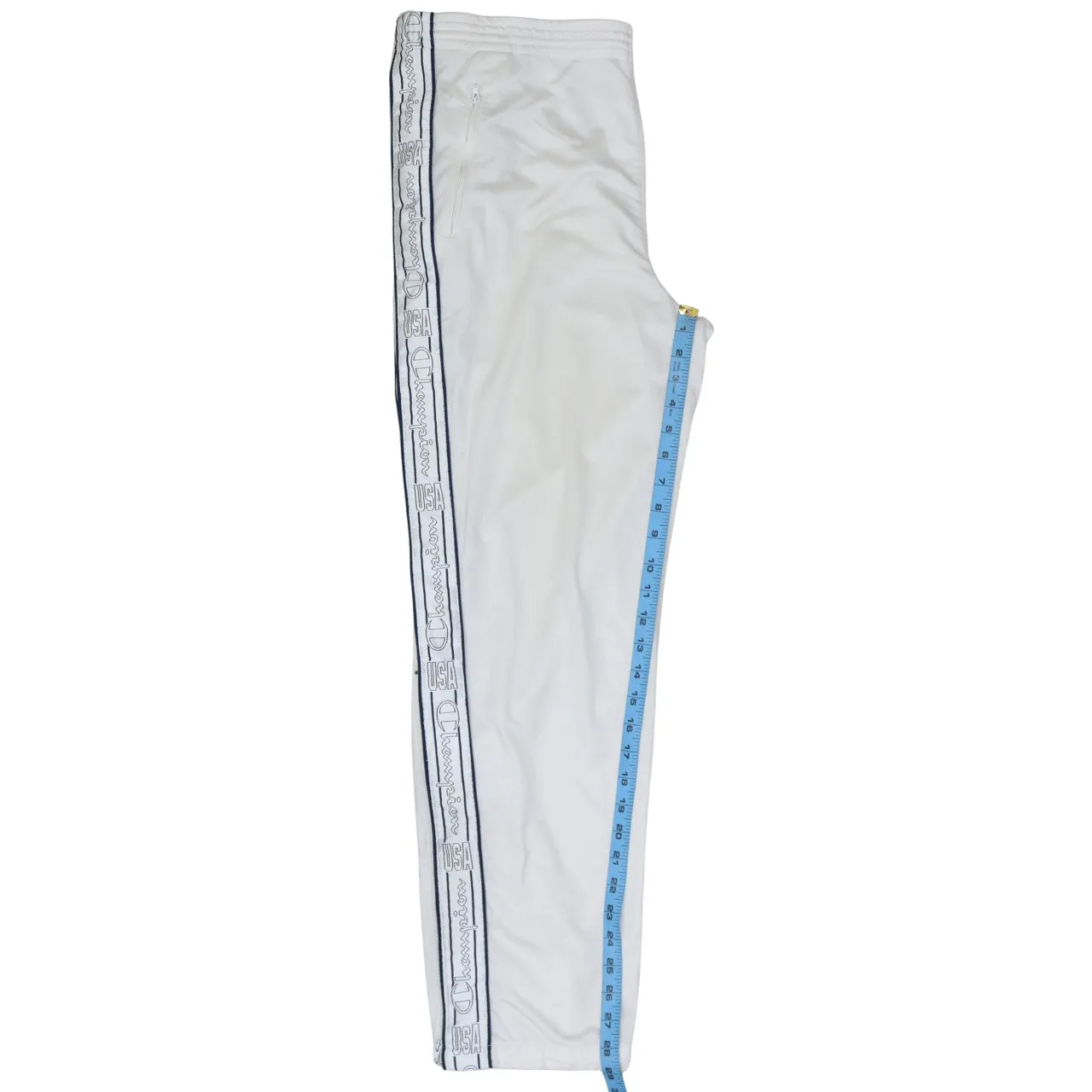 Champion White Track Trousers Men's Medium Embroidered Logo Branded Side Tape Pants sold by Vintage Club product image thumbnail 5
