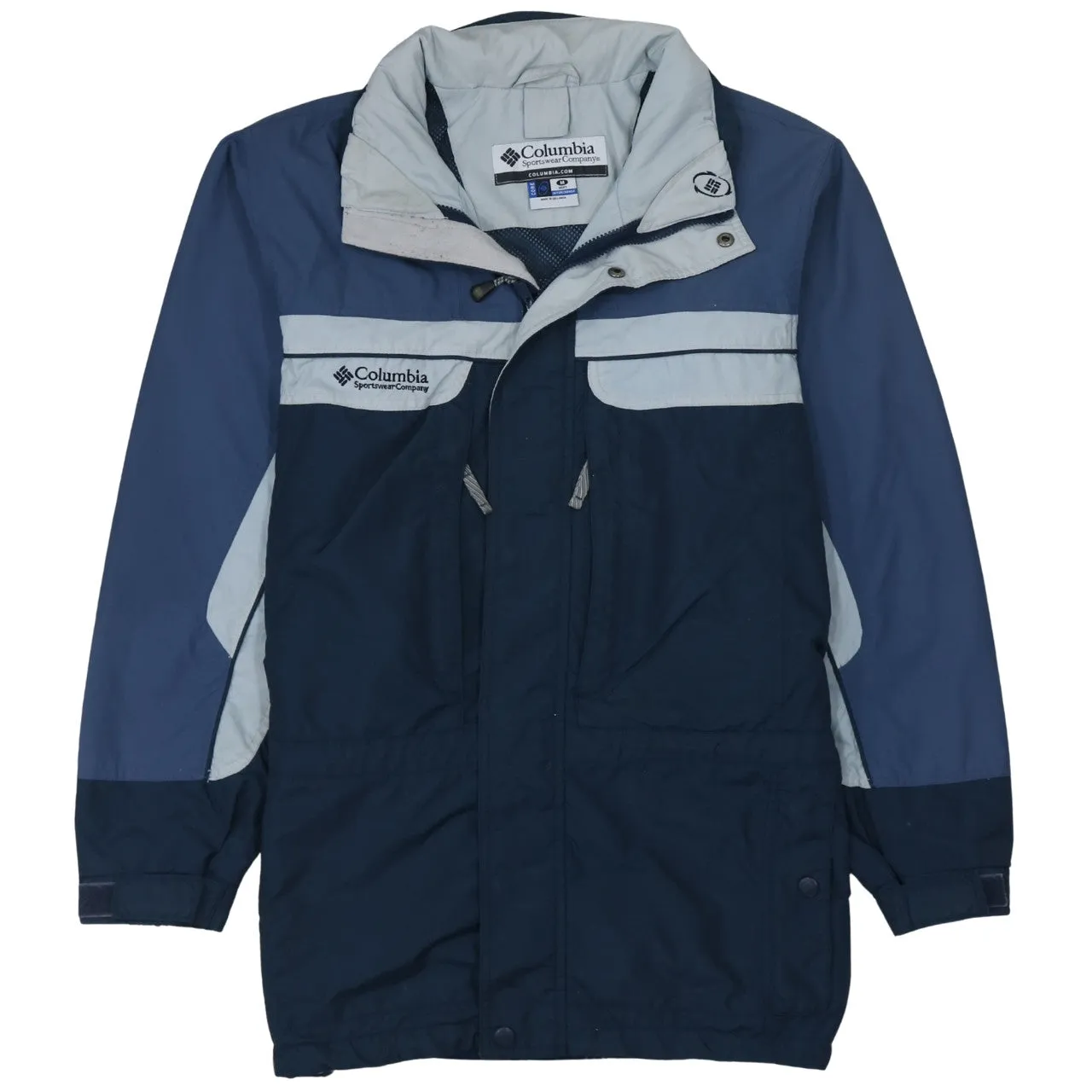 Columbia Navy Blue Windbreaker Jacket Men's Medium Embroidered Logo Zip Pockets Outerwear sold by Vintage Club