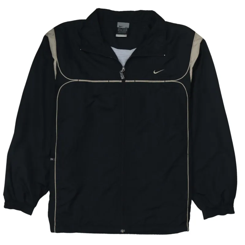 Nike Black Windbreaker Jacket Women’s 3XL Full Zip Swoosh Logo Contrast Panels Track Top made by Nike