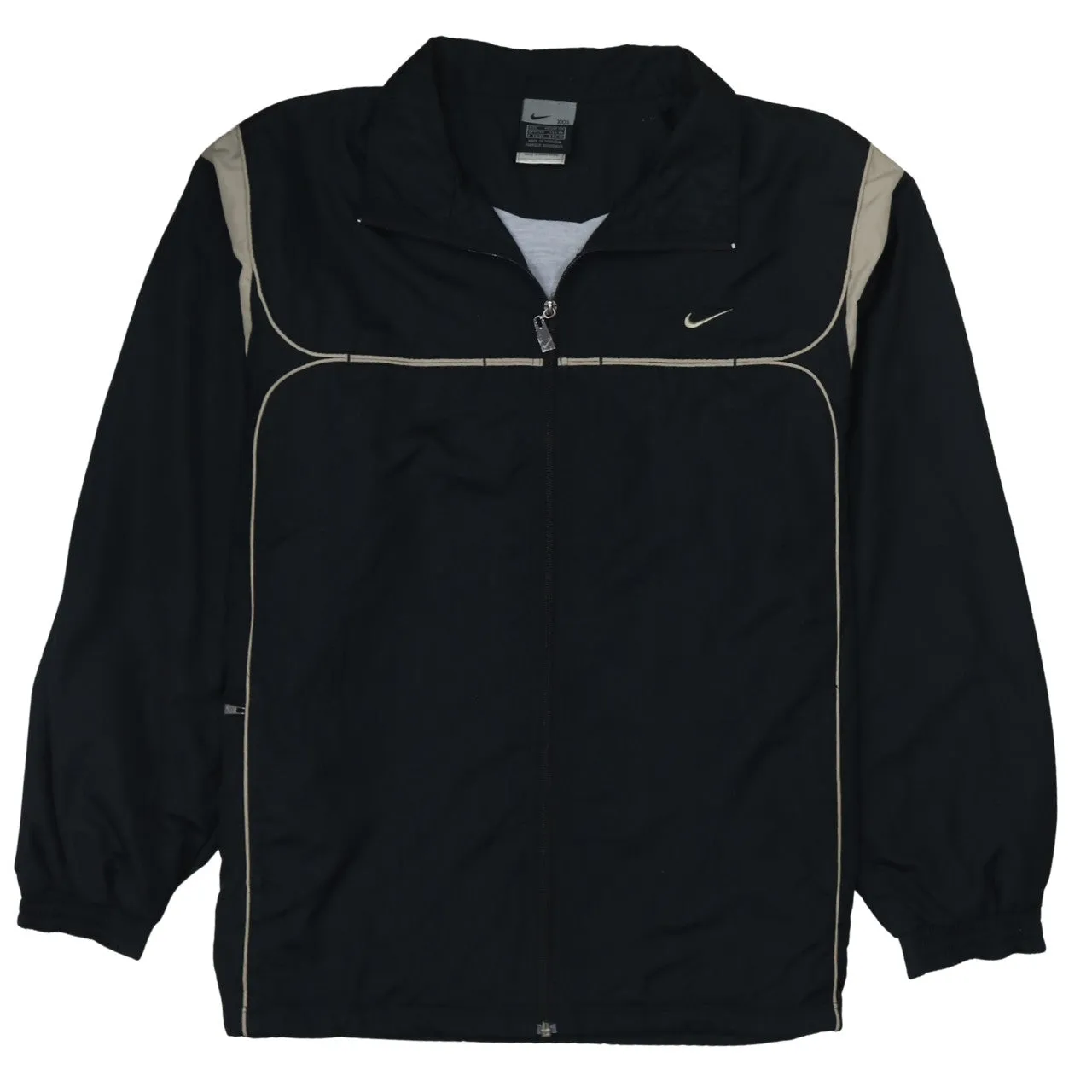 Nike Black Windbreaker Jacket Women’s 3XL Full Zip Swoosh Logo Contrast Panels Track Top sold by Vintage Club
