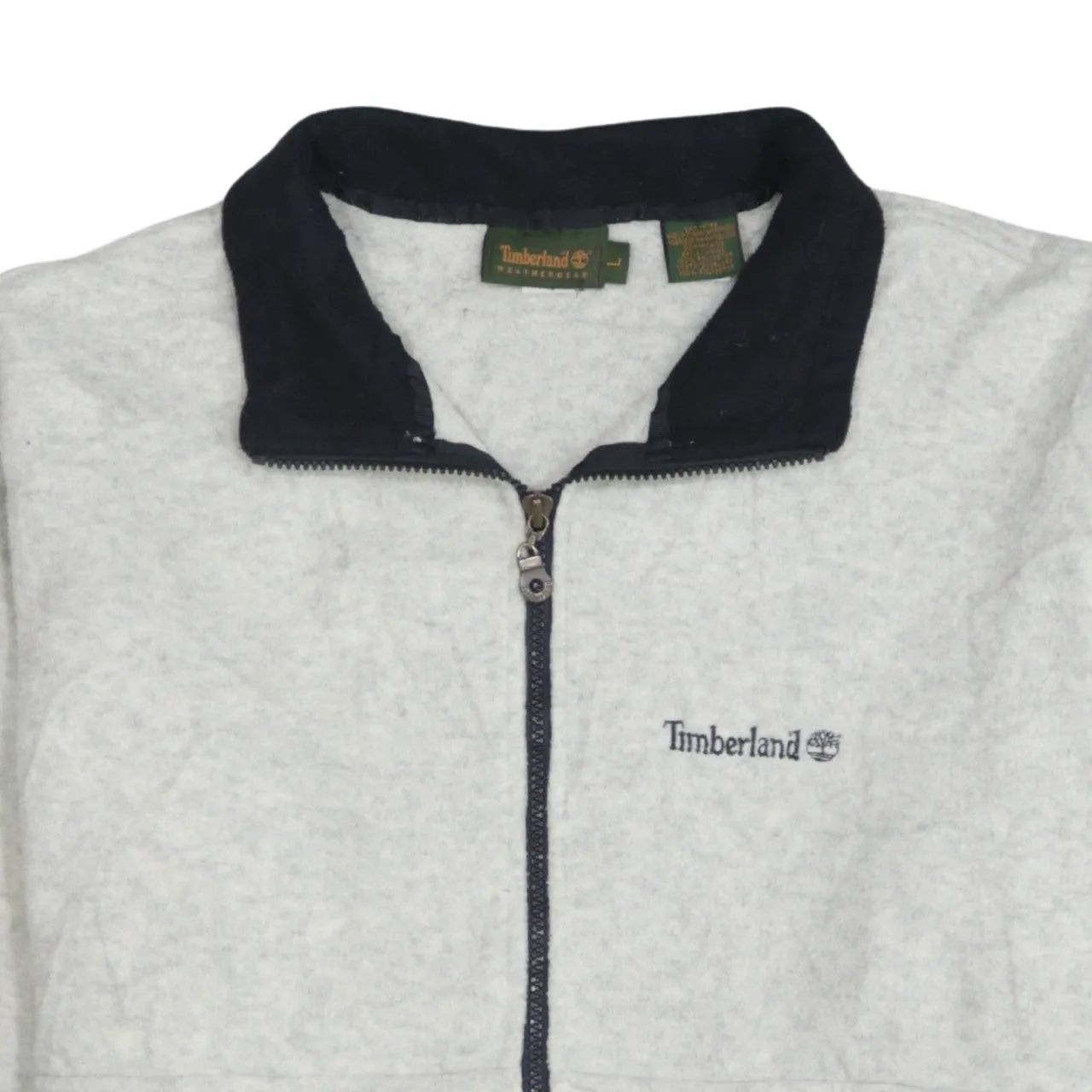 Timberland Light Grey Fleece Jacket Men's Large Embroidered Logo Full Zip Outerwear sold by Vintage Club product image thumbnail 3