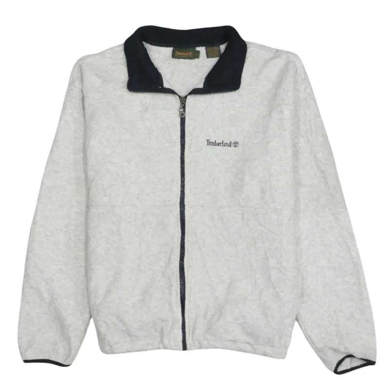 Timberland Light Grey Fleece Jacket Men's Large Embroidered Logo Full Zip Outerwear sold by Vintage Club