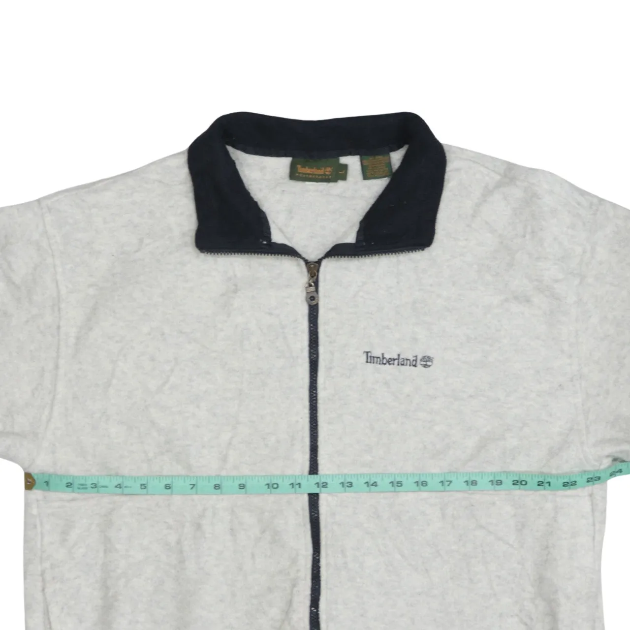 Timberland Light Grey Fleece Jacket Men's Large Embroidered Logo Full Zip Outerwear sold by Vintage Club product image thumbnail 5