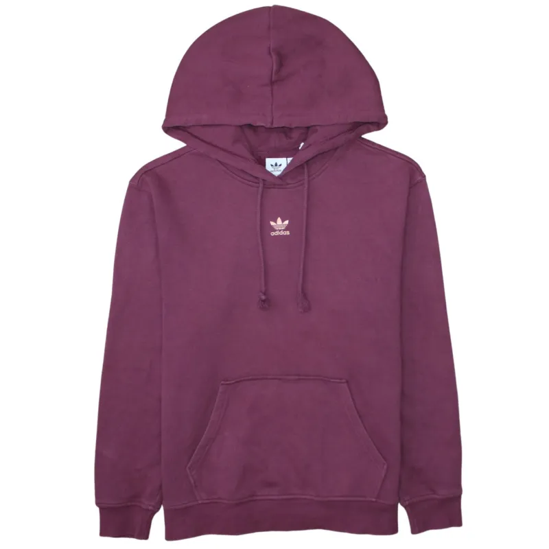 Adidas Burgundy Red Hoodie Women’s Large Small Trefoil Embroidered Logo Pullover Sweatshirt sold by Vintage Club
