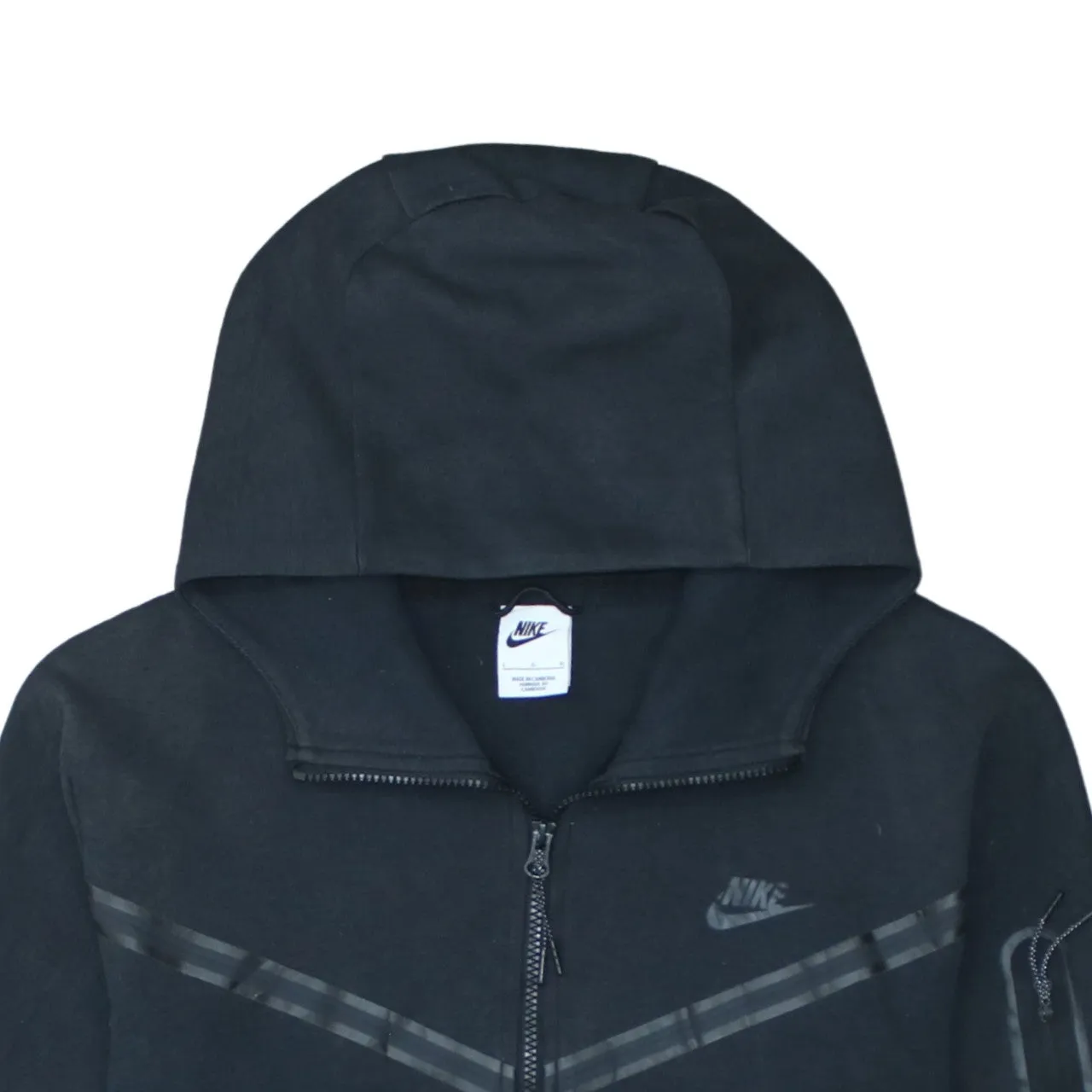 Nike Black Full Zip Hoodie Women’s Large Embroidered Swoosh Arm Zip Pocket Sweatshirt sold by Vintage Club product image thumbnail 3