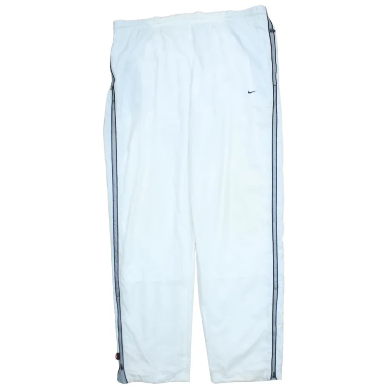 Nike White Track Pants Men's Large Side Stripe Swoosh Logo Elastic Waist Trousers sold by Vintage Club