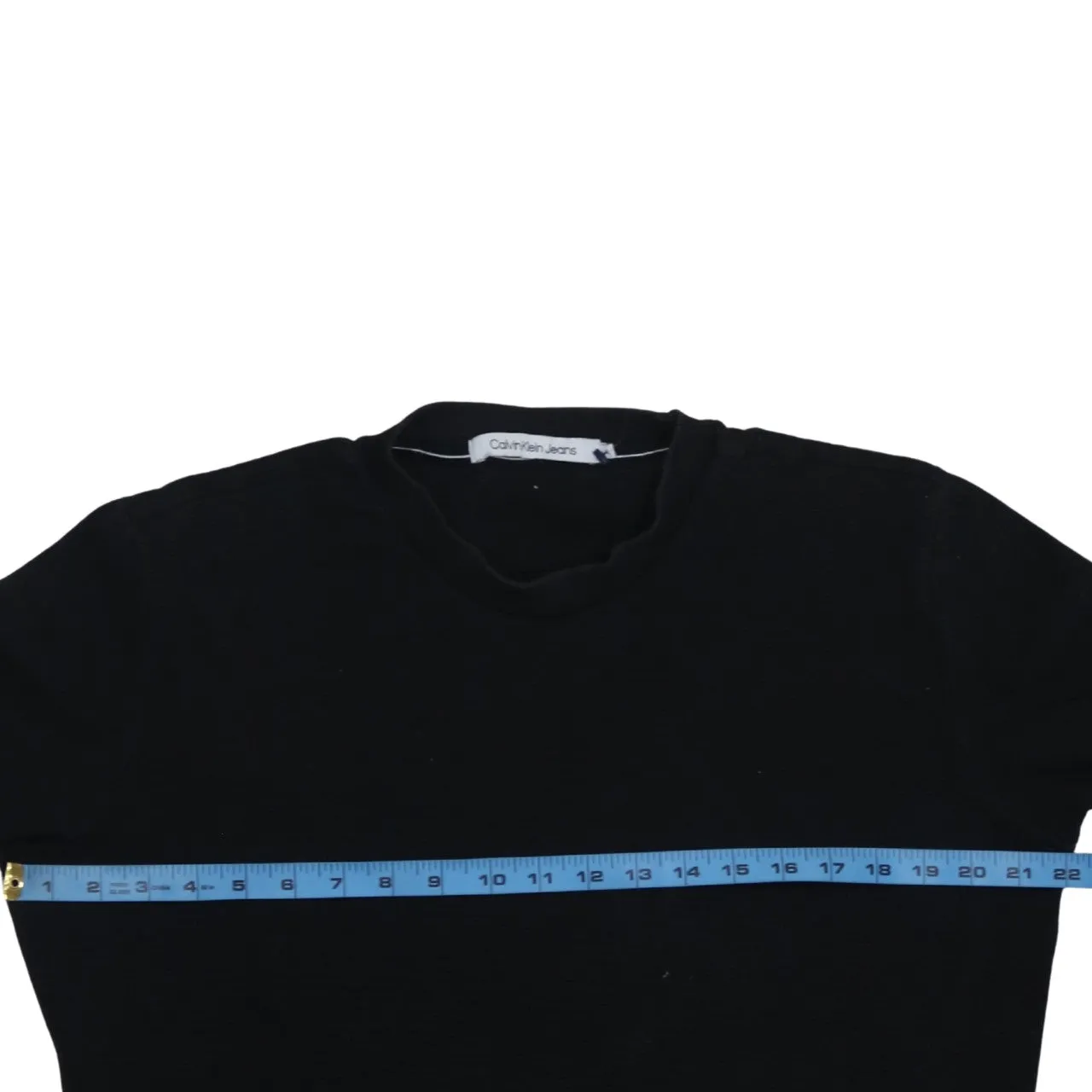 Calvin Klein Black Long Sleeve Top Women’s XLarge Sleeve Logo Ribbed Crewneck Jumper sold by Vintage Club product image thumbnail 5