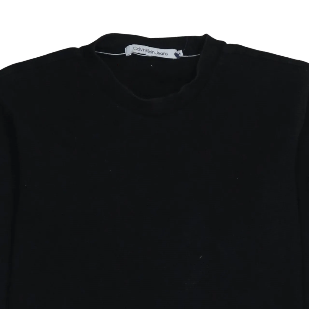 Calvin Klein Black Long Sleeve Top Women’s XLarge Sleeve Logo Ribbed Crewneck Jumper sold by Vintage Club product image thumbnail 3