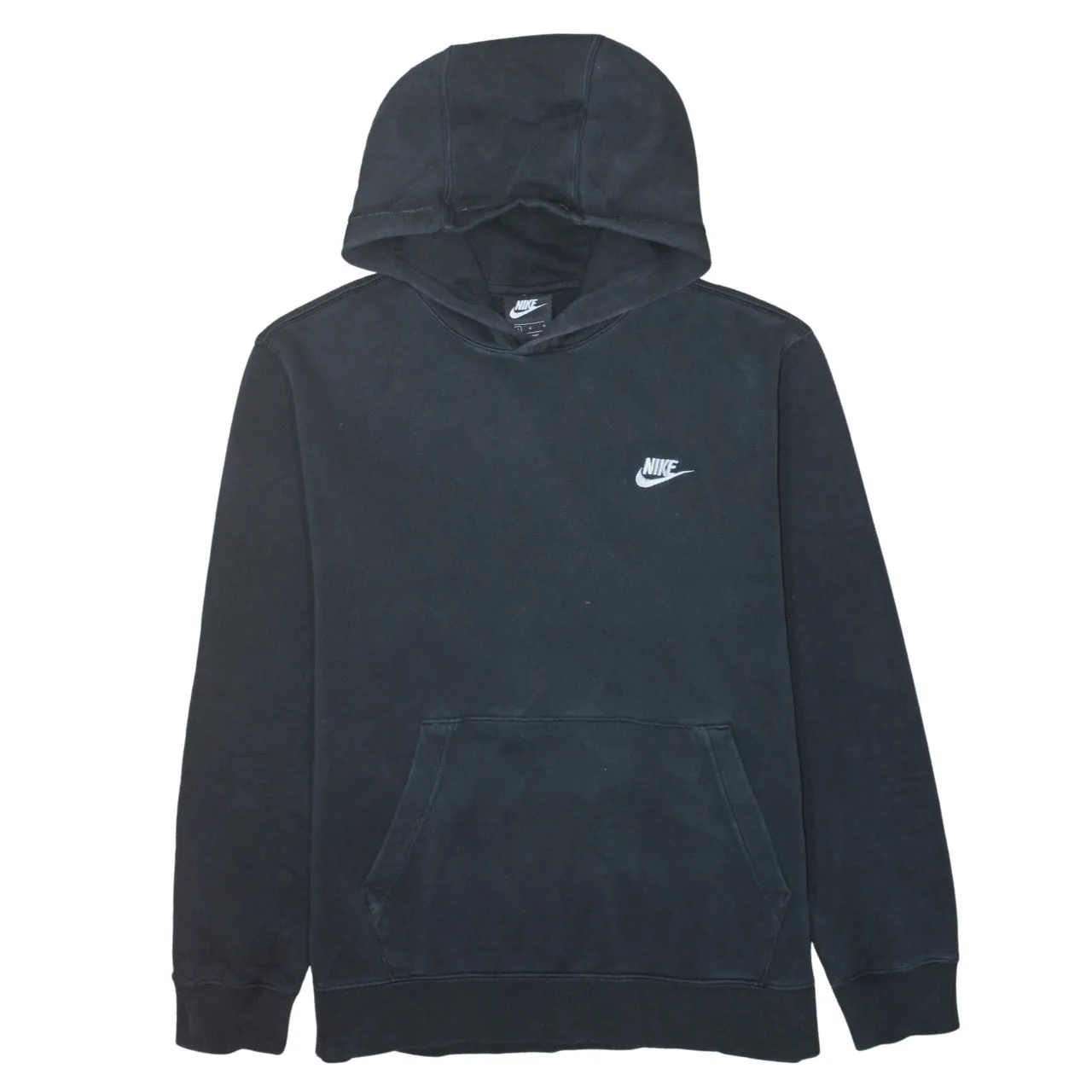 Nike Black Pullover Hoodie Men's Large Embroidered Chest Swoosh Front Pocket Sweatshirt sold by Vintage Club