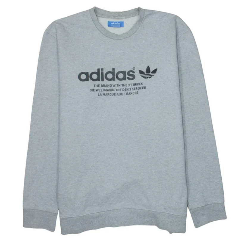 Adidas Grey Sweatshirt Women’s XLarge Printed Trefoil Logo Crewneck Pullover Top sold by Vintage Club