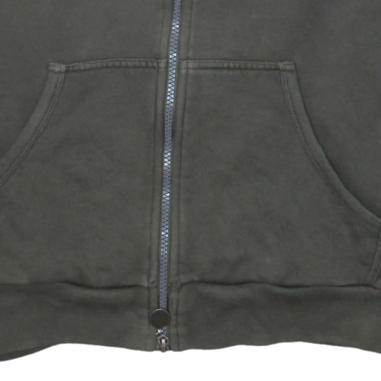 Moncler Dark Khaki Zip Hoodie Women's Medium Embroidered Sleeve Logo Tricolour Trim Sweatshirt sold by Vintage Club product image thumbnail 4