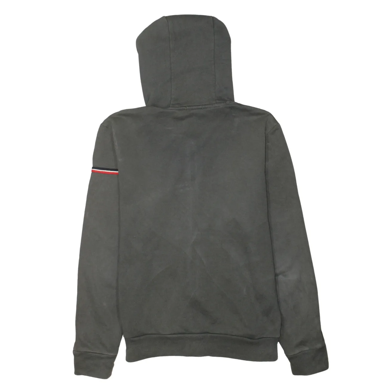 Moncler Dark Khaki Zip Hoodie Women's Medium Embroidered Sleeve Logo Tricolour Trim Sweatshirt sold by Vintage Club product image thumbnail 2