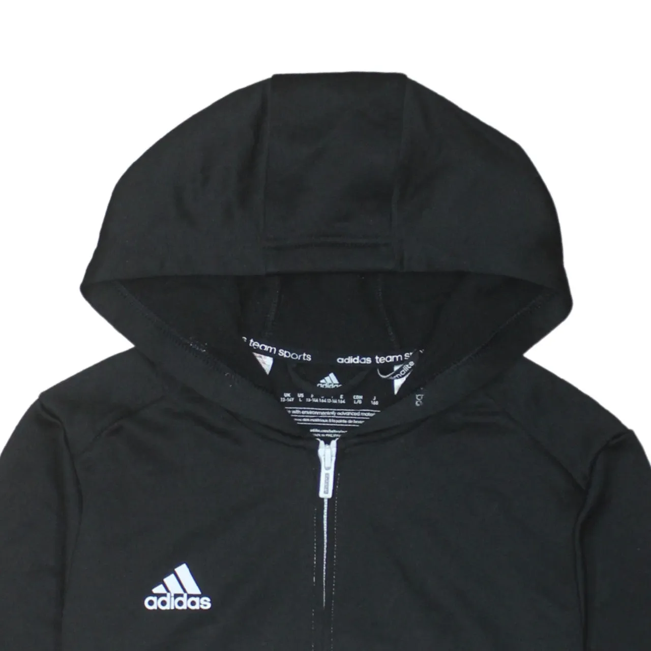 Adidas Black White Hoodie Women’s Large Full Zip Printed Logo Split Colour Top sold by Vintage Club product image thumbnail 3