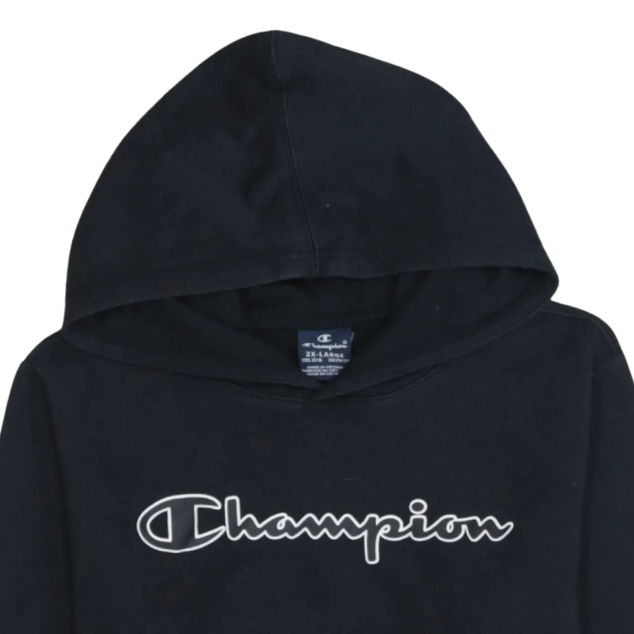 Champion Black Hoodie Women’s XXLarge Script Printed Logo Front Pocket Pullover Sweatshirt sold by Vintage Club product image thumbnail 3
