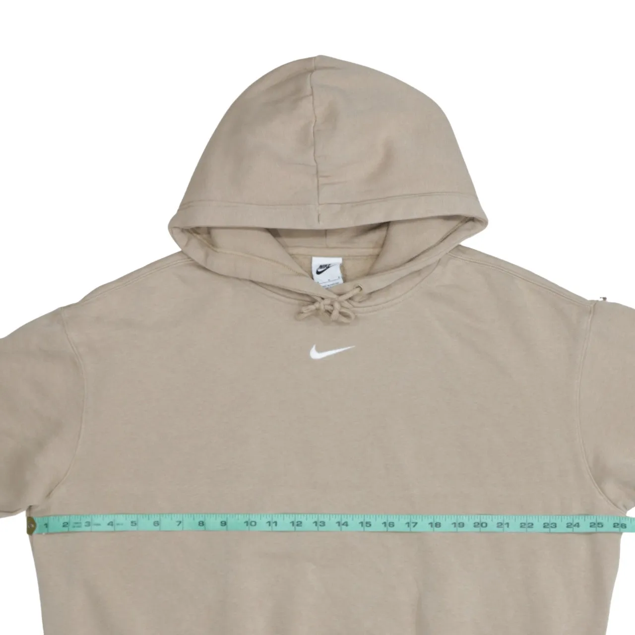 Nike Beige Cream Hoodie Men's Medium Embroidered Swoosh Drawstring Hood Fleece Sweatshirt sold by Vintage Club product image thumbnail 5