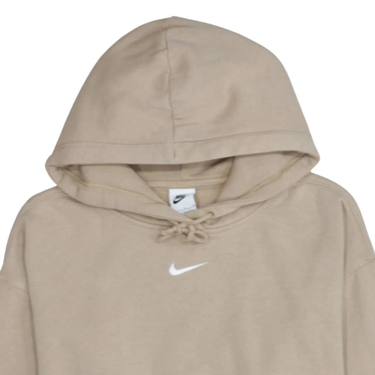 Nike Beige Cream Hoodie Men's Medium Embroidered Swoosh Drawstring Hood Fleece Sweatshirt sold by Vintage Club product image thumbnail 3