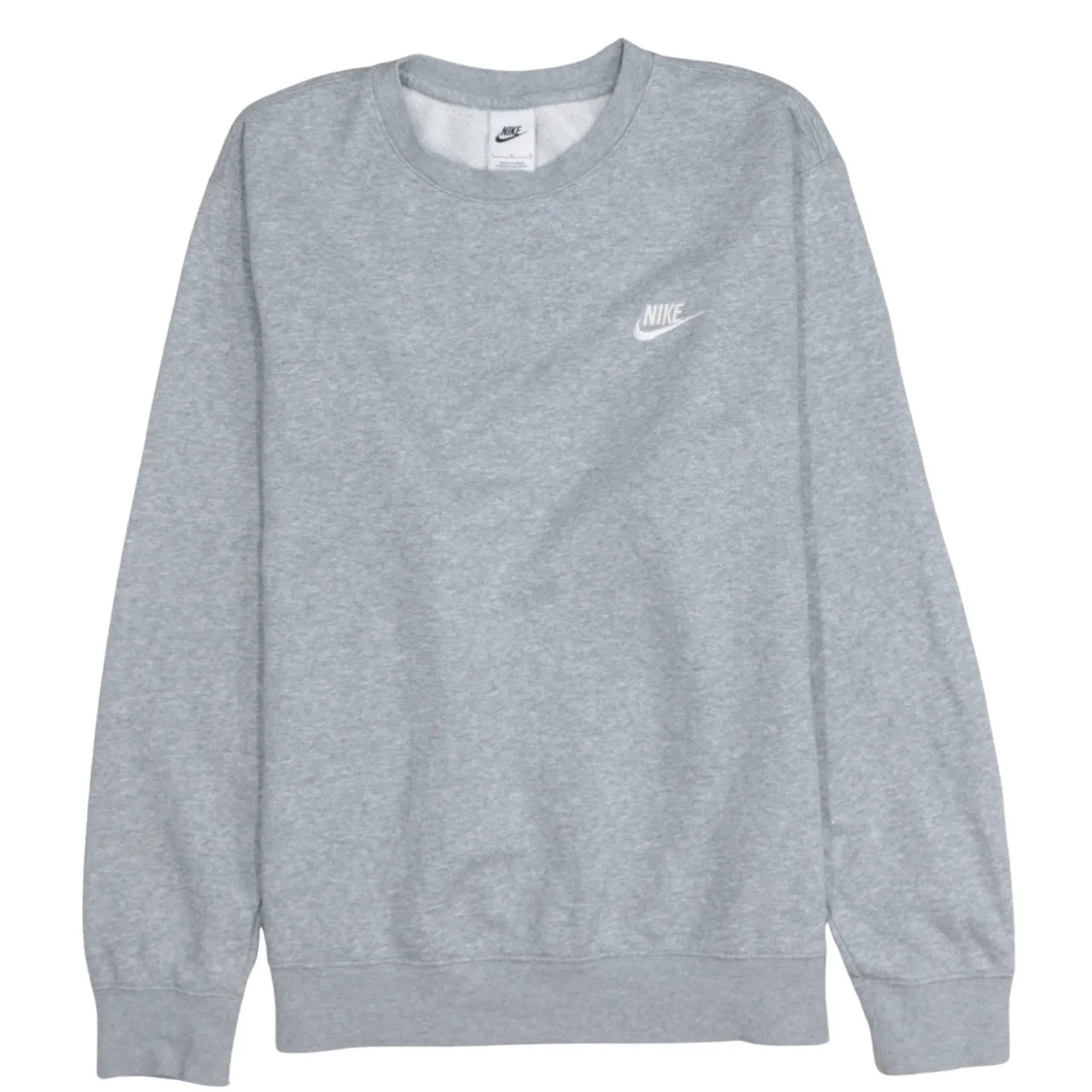 Nike Grey Crewneck Sweatshirt Men's Large Embroidered Swoosh Logo Fleece Pullover Top sold by Vintage Club