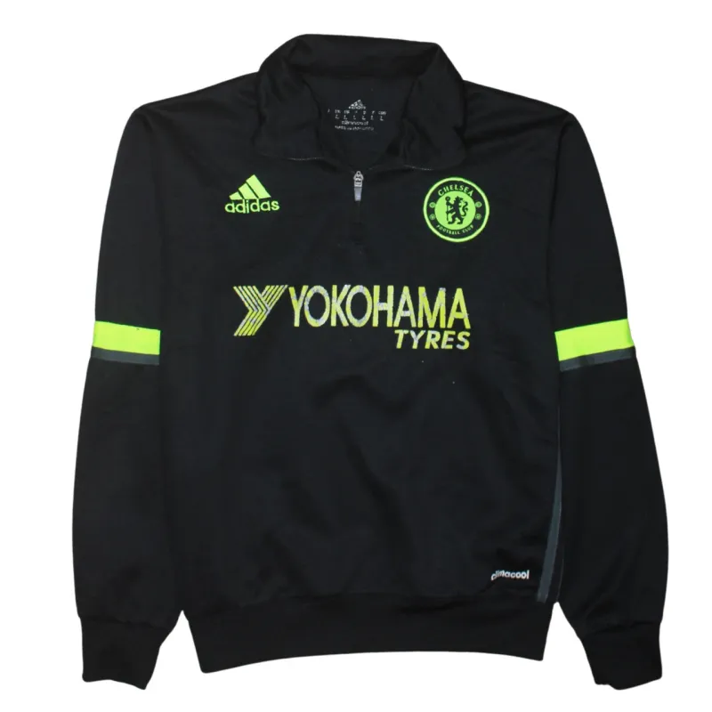 Adidas Black Sweatshirt Women’s Large Chelsea Yokohama Sponsor Printed Logos Training Top made by Adidas