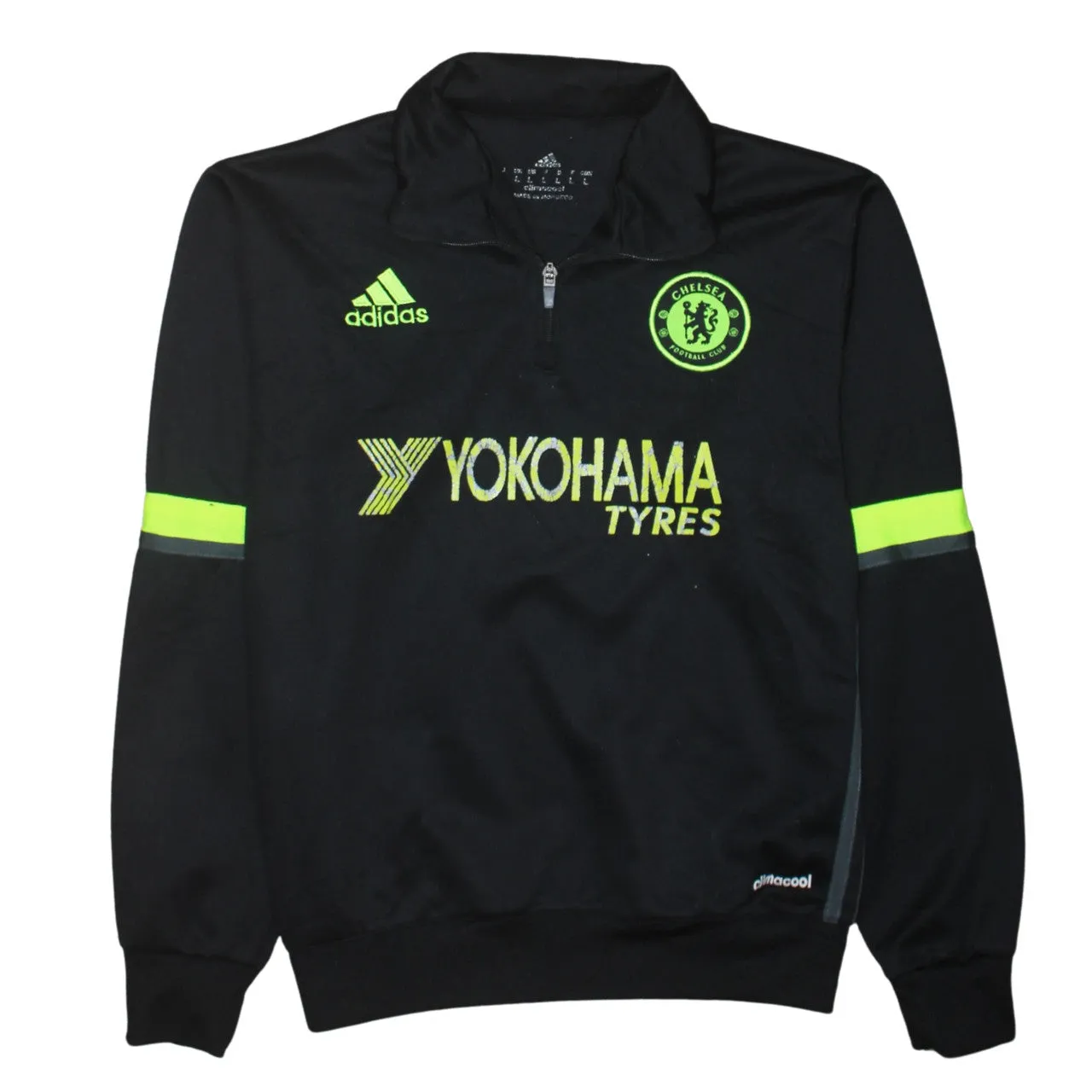 Adidas Black Sweatshirt Women’s Large Chelsea Yokohama Sponsor Printed Logos Training Top sold by Vintage Club