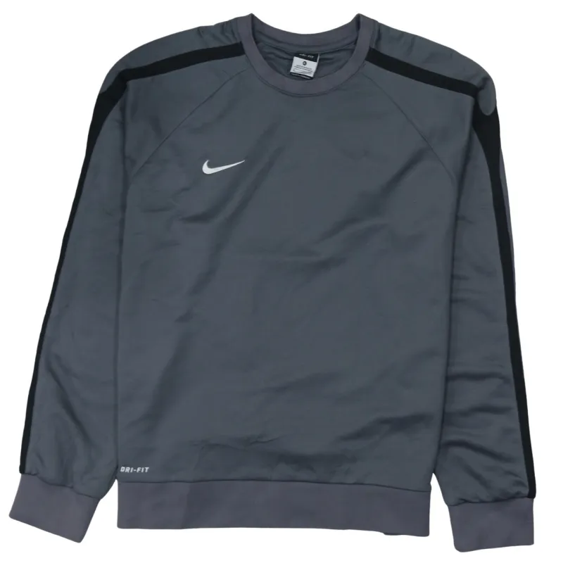 Nike Dark Grey Sweatshirt Women’s XLarge Printed Swoosh Dri-Fit Raglan Training Top Pullover sold by Vintage Club