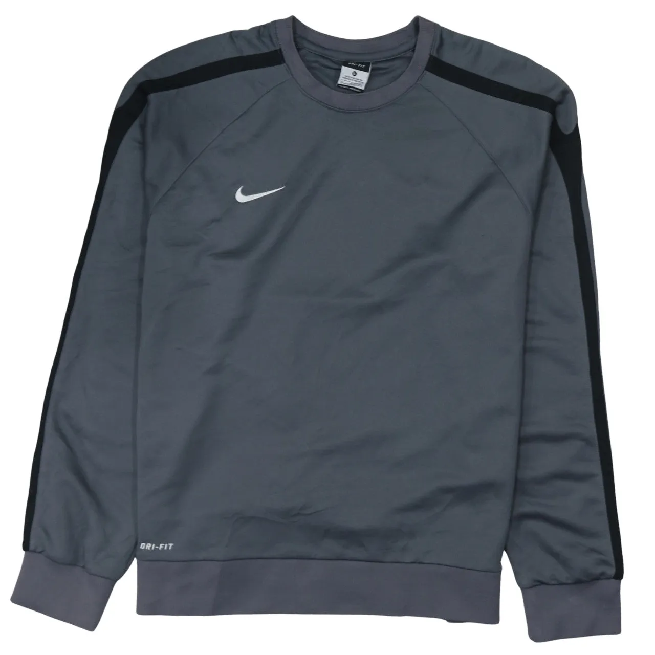 Nike Dark Grey Sweatshirt Women’s XLarge Printed Swoosh Dri-Fit Raglan Training Top Pullover sold by Vintage Club