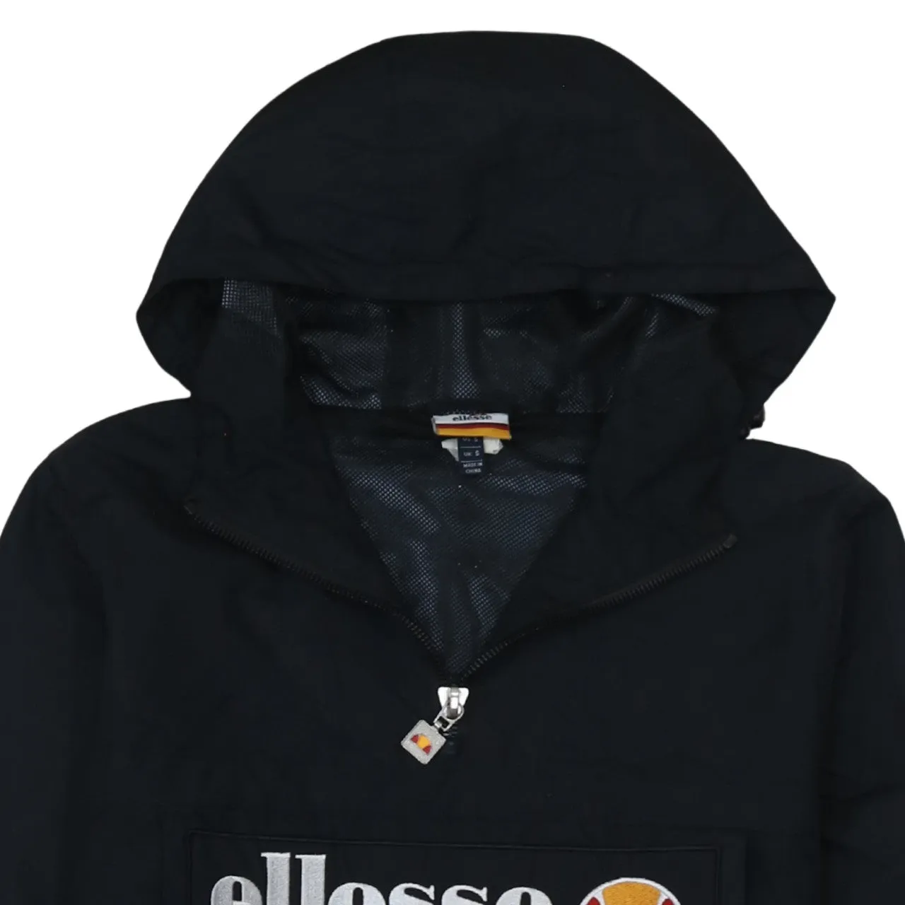 Ellesse Black Hooded Windbreaker Men's Small Embroidered Front Logo Half Zip Jacket Anorak sold by Vintage Club product image thumbnail 3
