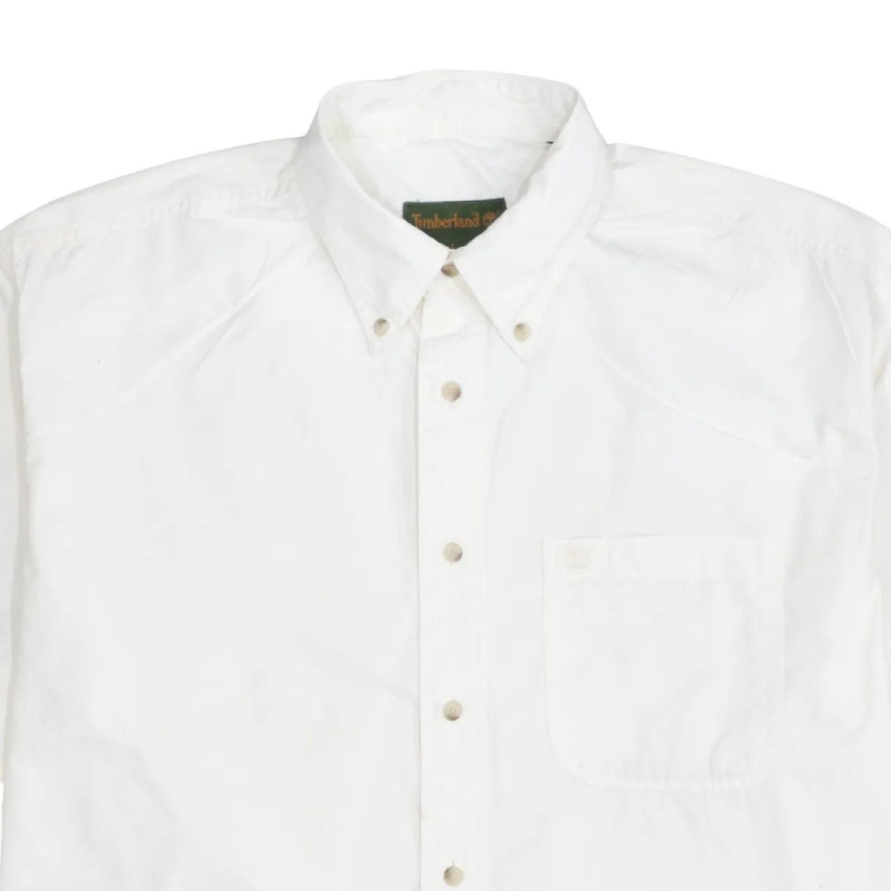 Timberland White Short Sleeve Shirt Men's Large Button Down Pocket Casual Top sold by Vintage Club product image thumbnail 3