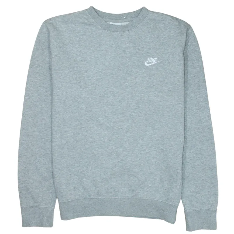 Nike Grey Sweatshirt Men's Small Embroidered Swoosh Logo Crewneck Pullover Fleece Top made by Nike