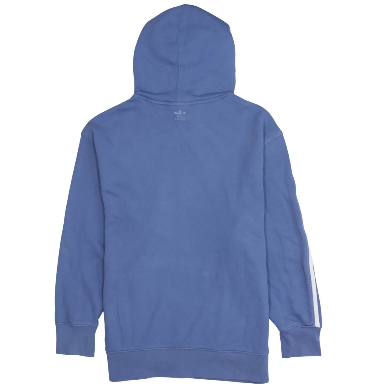 Adidas Blue Hoodie Women’s XLarge Three Stripe Sleeves Printed Trefoil Logo Pullover Sweatshirt sold by Vintage Club product image thumbnail 2