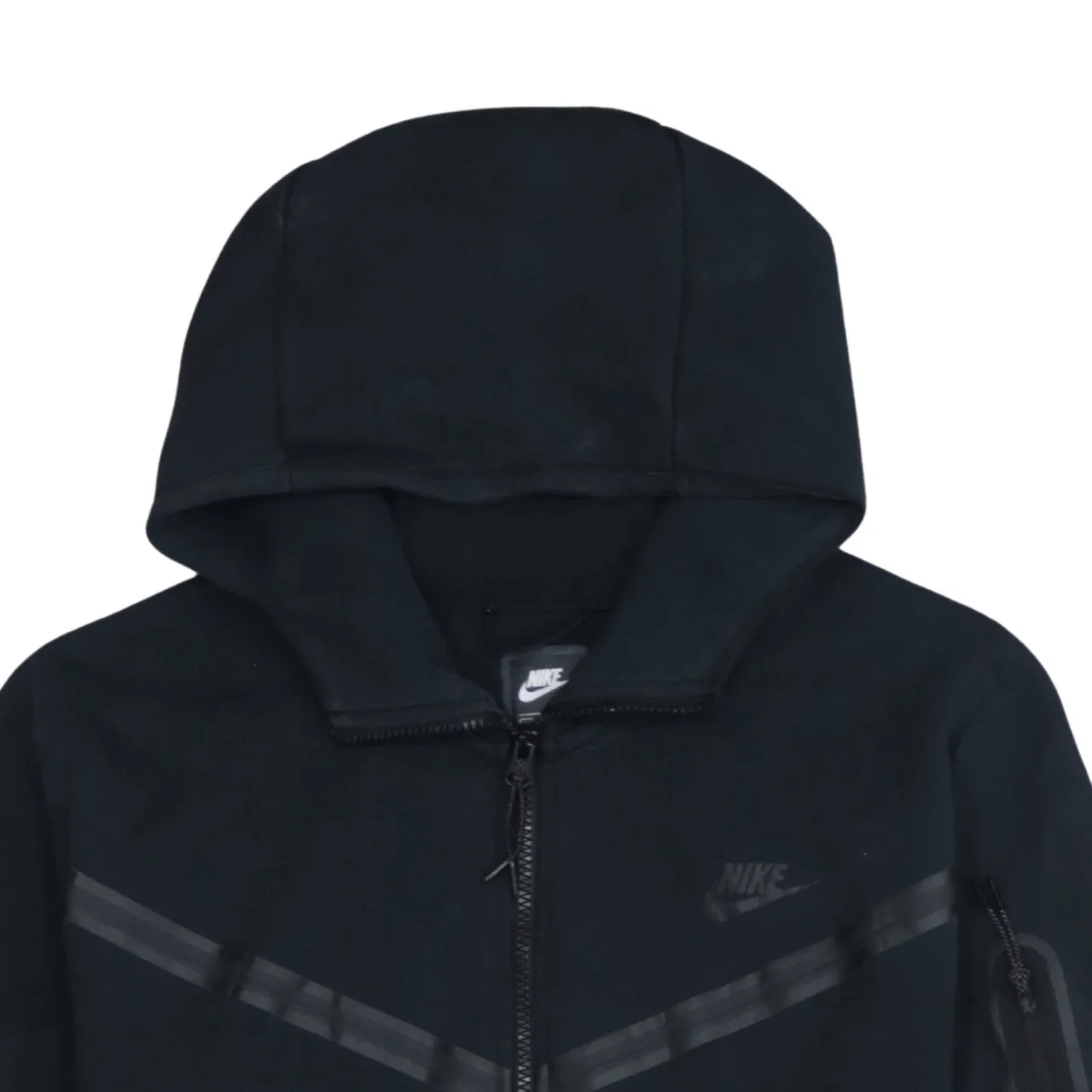 Nike Black Full Zip Hoodie Women’s Large Embroidered Logo Arm Zip Pocket Sweatshirt sold by Vintage Club product image thumbnail 3