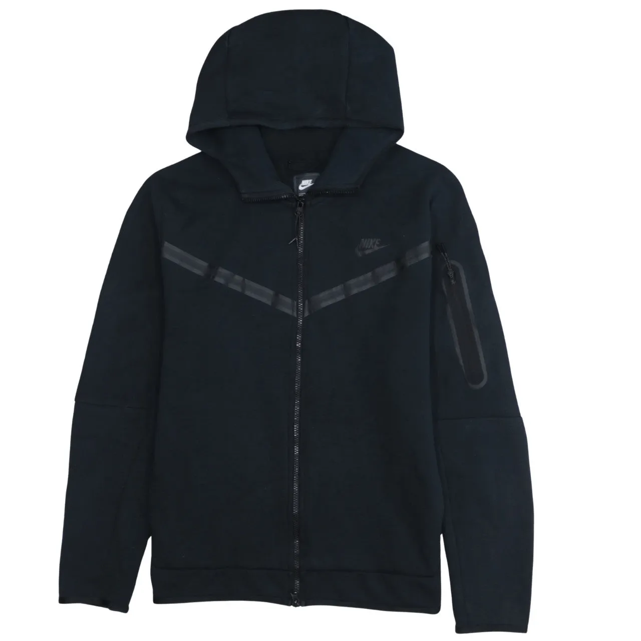 Nike Black Full Zip Hoodie Women’s Large Embroidered Logo Arm Zip Pocket Sweatshirt sold by Vintage Club