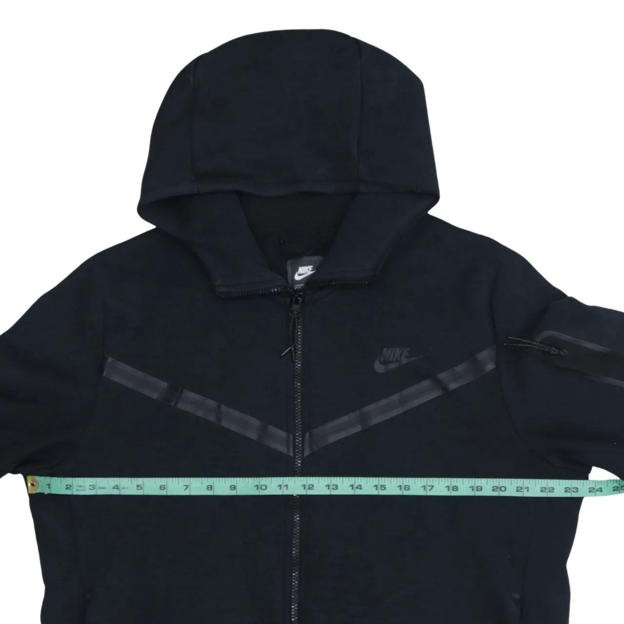 Nike Black Full Zip Hoodie Women’s Large Embroidered Logo Arm Zip Pocket Sweatshirt sold by Vintage Club product image thumbnail 5