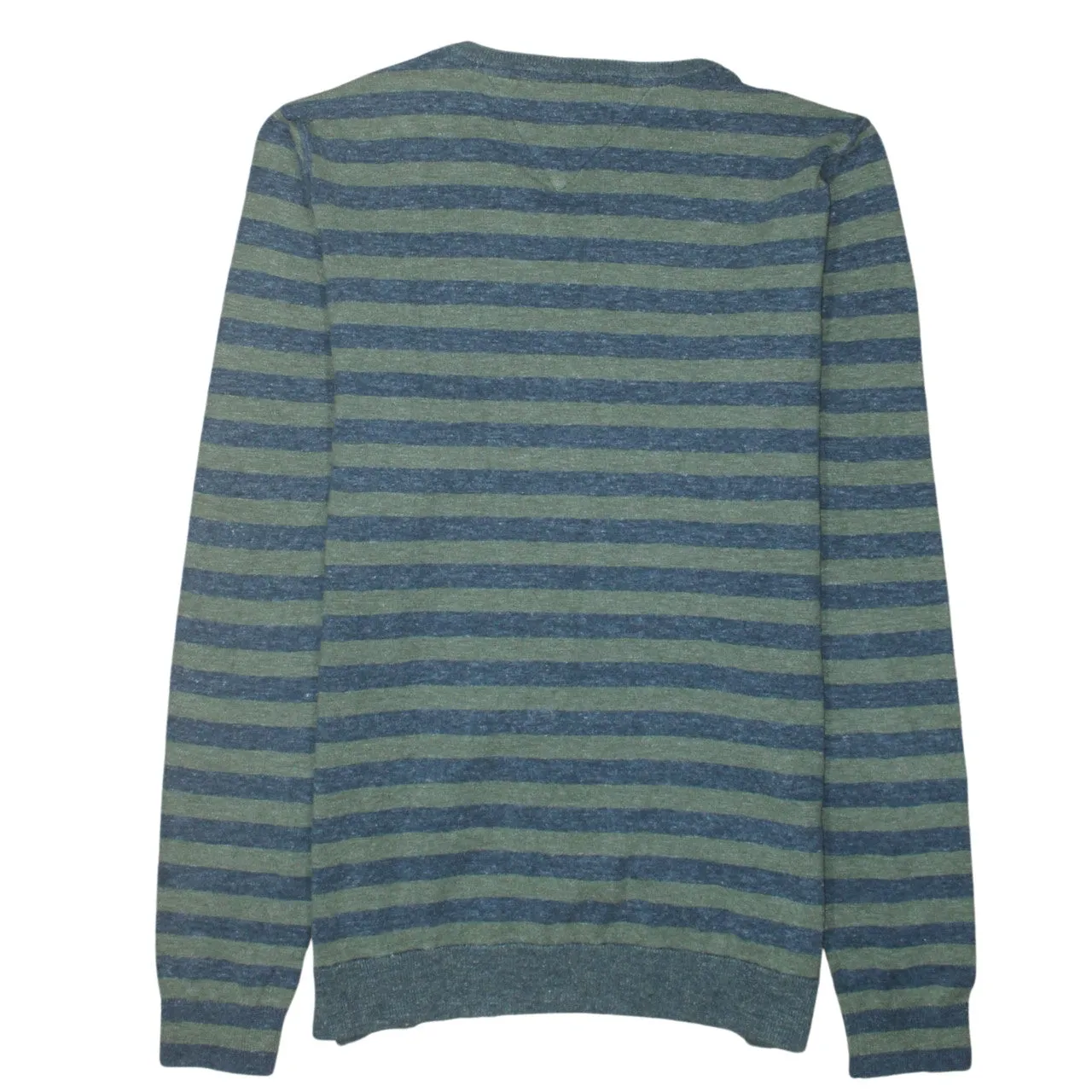 Tommy Hilfiger Green Stripe Jumper Women’s Large Small Flag Logo Lightweight Sweater sold by Vintage Club product image thumbnail 2