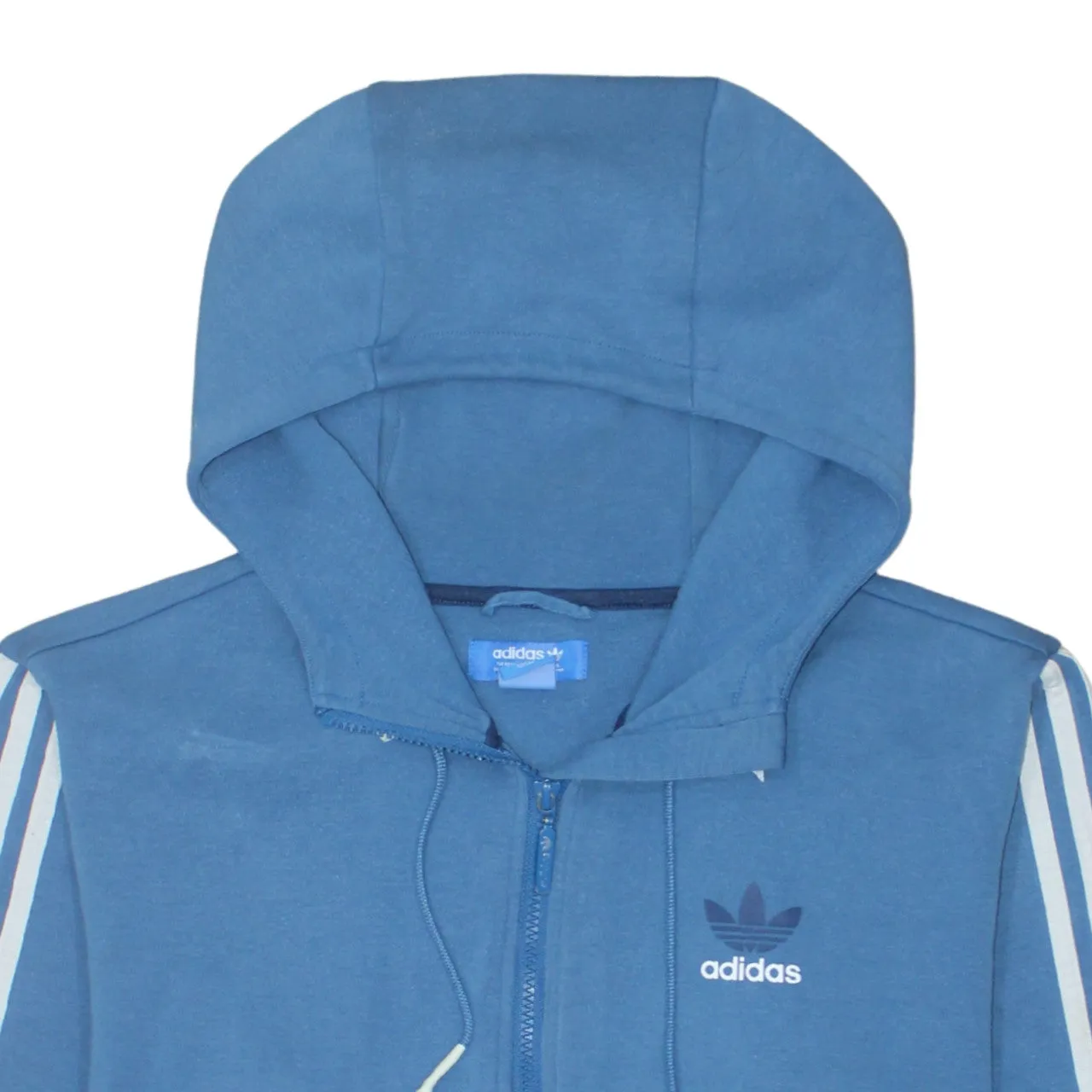 Adidas Blue Full Zip Hoodie Men's Large Trefoil Embroidered Logo Three Stripe Sleeves Sweatshirt sold by Vintage Club product image thumbnail 3