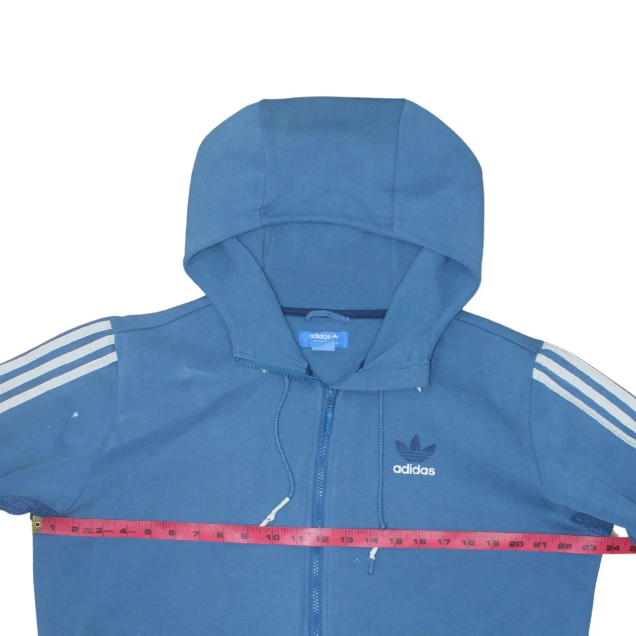 Adidas Blue Full Zip Hoodie Men's Large Trefoil Embroidered Logo Three Stripe Sleeves Sweatshirt sold by Vintage Club product image thumbnail 5