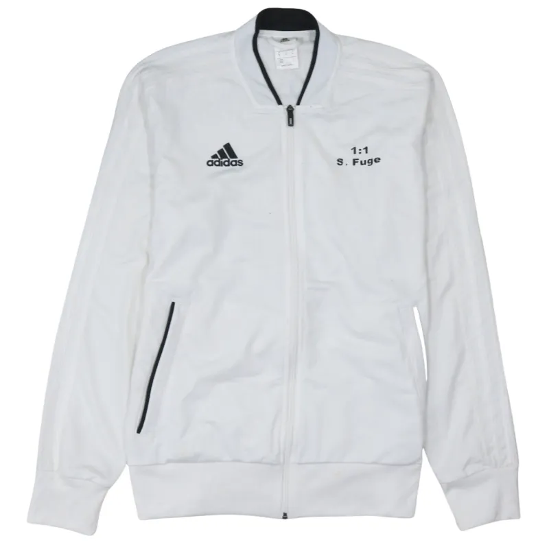 Adidas White Track Jacket Women’s Medium Full Zip Personal Trainer Printed Logo Top sold by Vintage Club