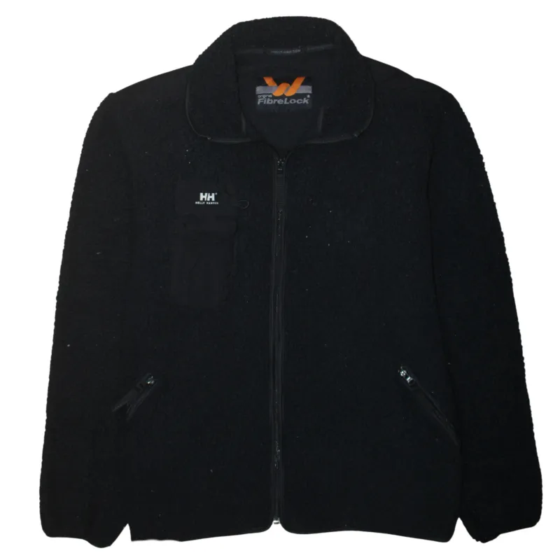 Helly Hansen Black Fleece Jacket Men's XLarge Full Zip HH Logo Zip Pockets Outerwear sold by Vintage Club