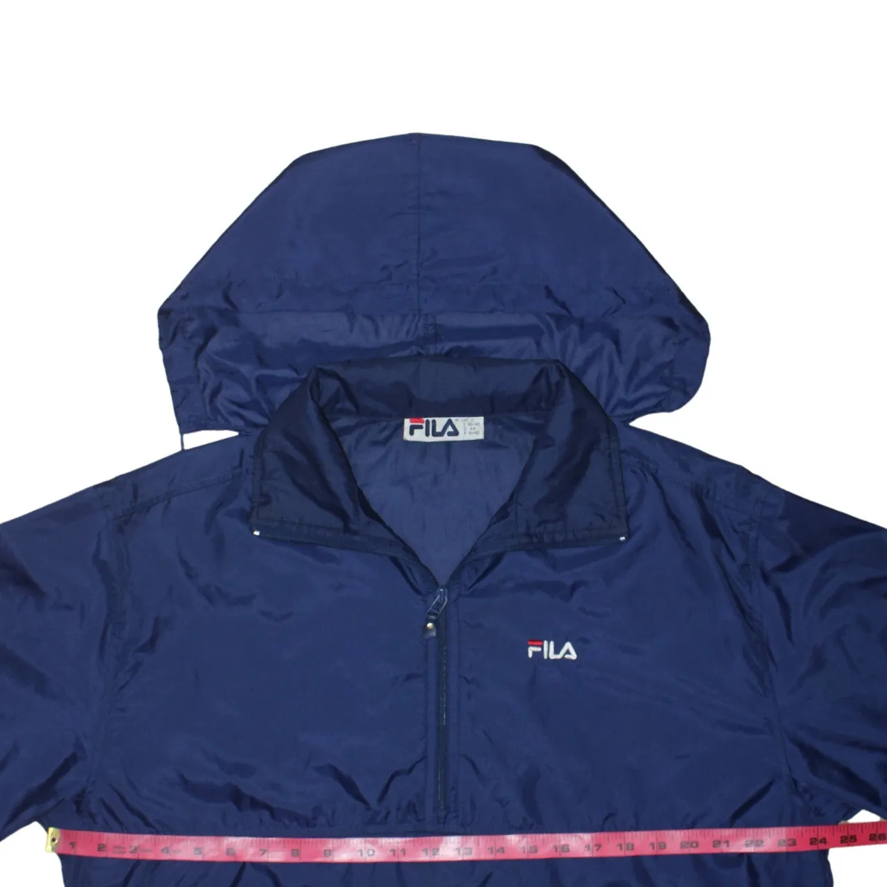 Fila Navy Blue Windbreaker Jacket Men’s Small Hooded Half Zip Embroidered Logo Pullover sold by Vintage Club product image thumbnail 5