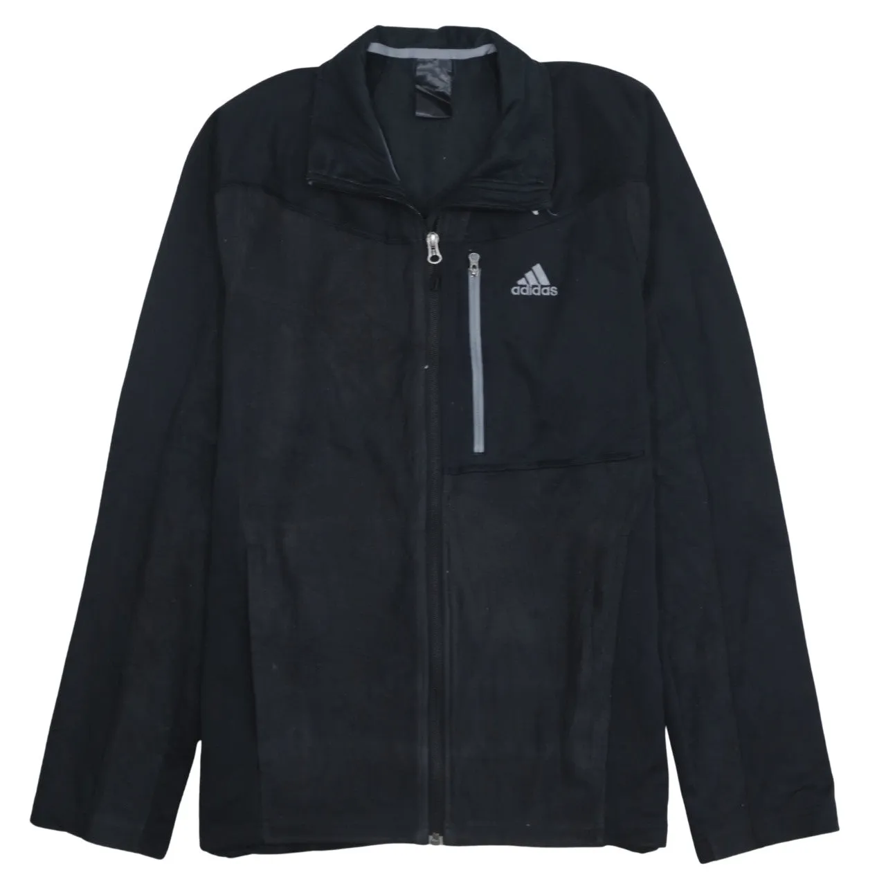 Adidas Black Fleece Jacket Men's Medium Zip Pockets Embroidered Logo Track Top sold by Vintage Club