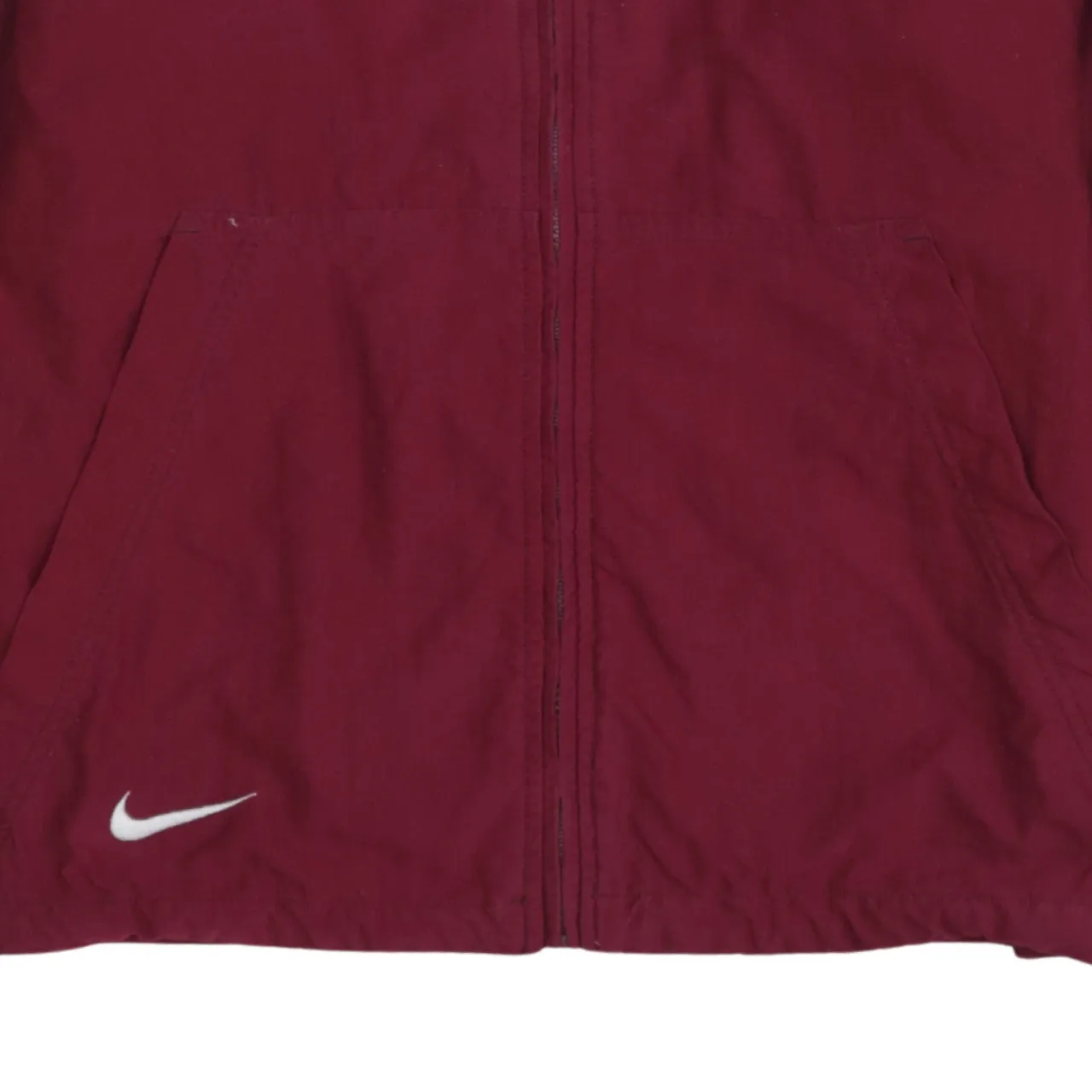 Nike Burgundy Red Windbreaker Jacket Women’s XLarge Zip Pockets Stripe Sleeves Embroidered Logo Outerwear sold by Vintage Club product image thumbnail 4