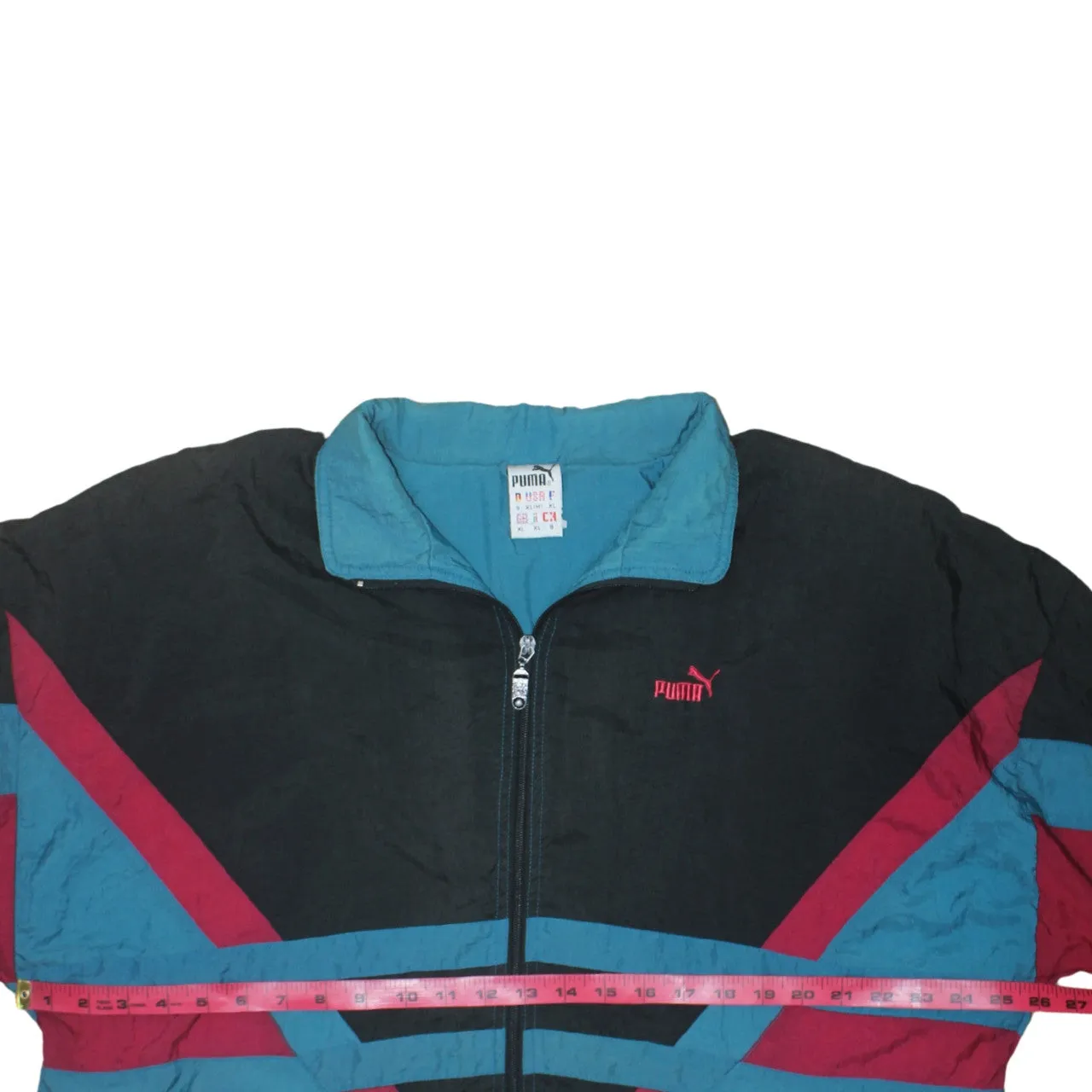Puma Black Teal Windbreaker Jacket Men’s XLarge Full Zip Colour Block Embroidered Logo Track Top sold by Vintage Club product image thumbnail 5