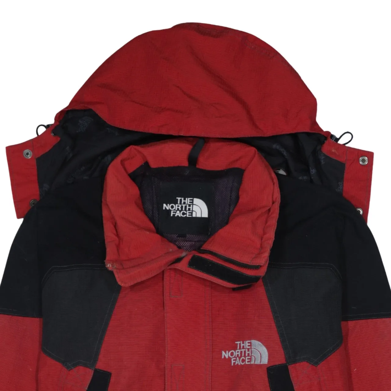 The North Face Red Black Hooded Jacket Men's Large Embroidered Logos Zip Pockets Outerwear sold by Vintage Club product image thumbnail 3