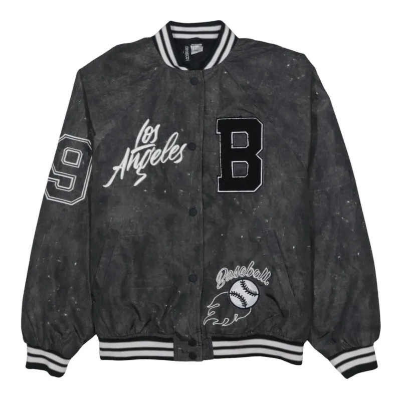 DIVIDCD Washed Black Varsity Jacket Men's Small Los Angeles B Patch Baseball Bomber sold by Vintage Club